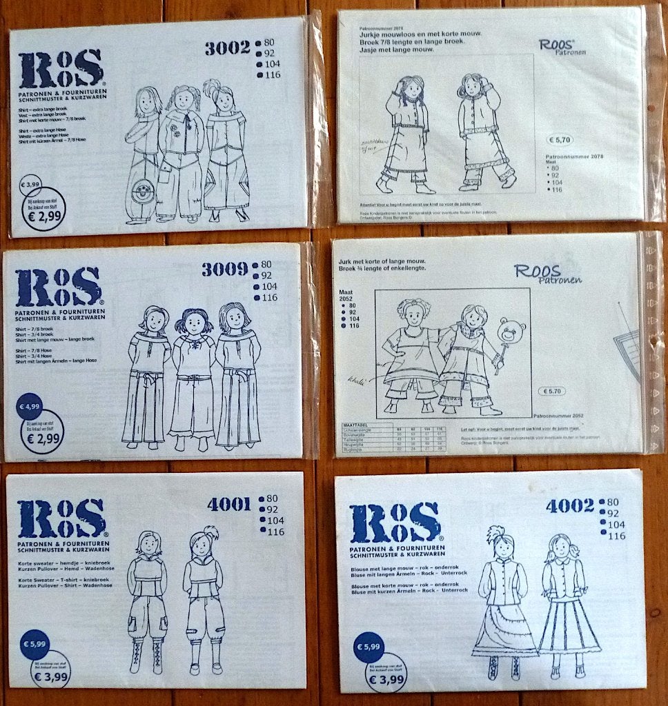 6 ROOS meisjespatronen maten  80 t/m 116, Hobby en Vrije tijd, Kledingpatronen, Verzenden, Zo goed als nieuw, Kind, Roos