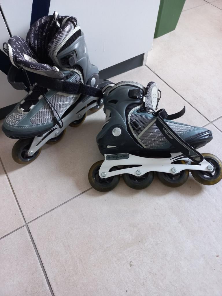 Skeelers B-Square alu chassis maat 42 met rem, Sport en Fitness, Gebruikt, Inline skates 4 wielen, Ophalen, Overige merken