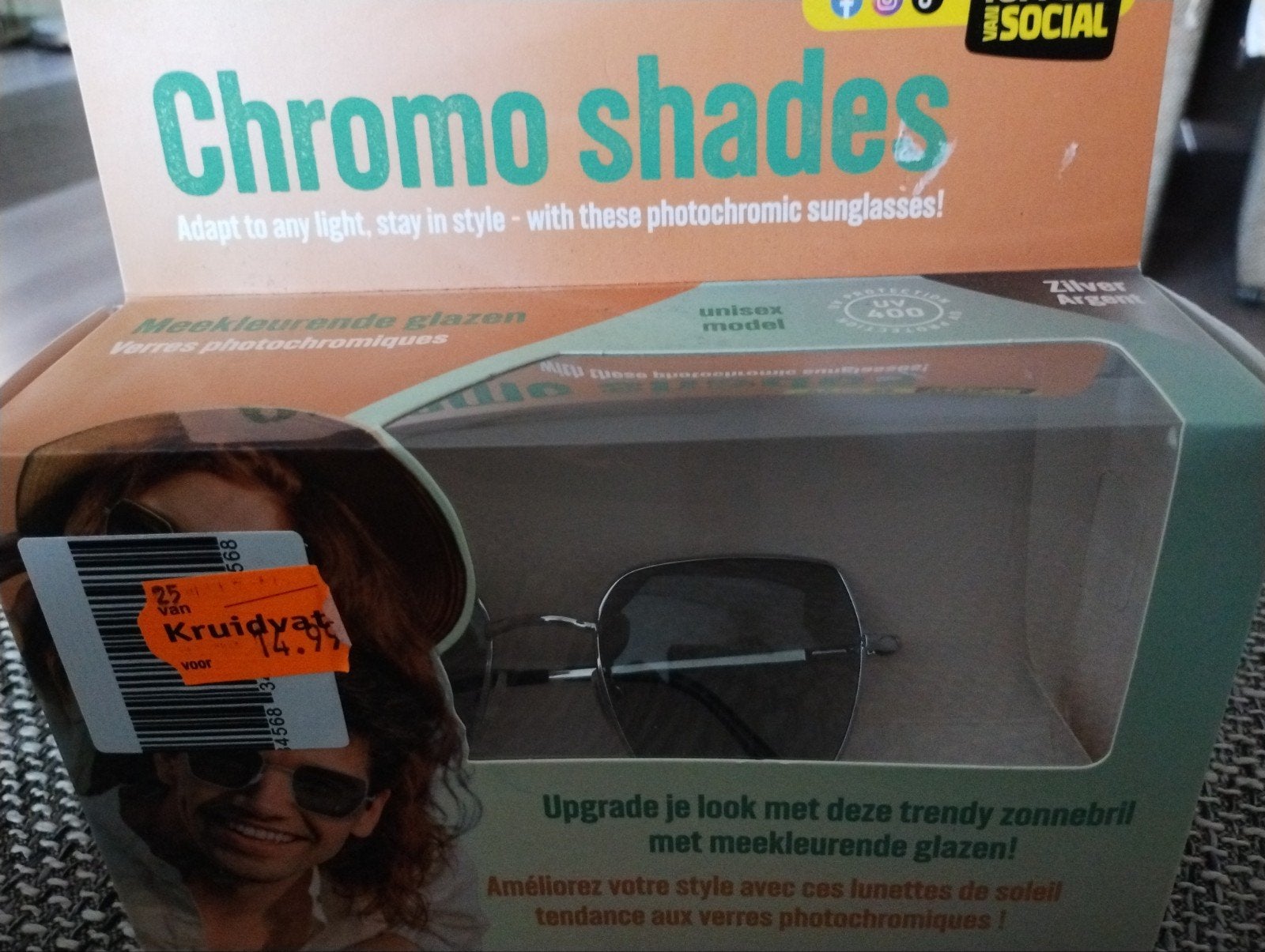 Chromo Shades meekleurende zonnebril - Zilver, Overige merken, Zonnebril, Nieuw, Ophalen of Verzenden