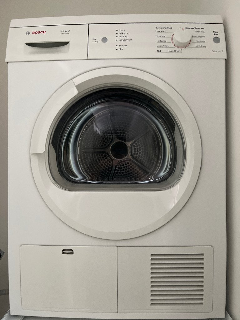 Droger Bosch Maxx 7 Sensitive Sirocco 7 condensdroger – 7 kg, Ophalen, 6 tot 8 kg, Gebruikt, 85 tot 90 cm