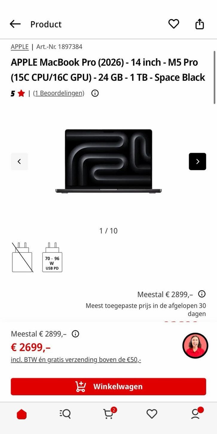 MacBook Pro 14” M5 Pro – 24GB RAM – 1TB SSD, Computers en Software, MacBook Pro, Overige groottes, Nieuw, Ophalen of Verzenden