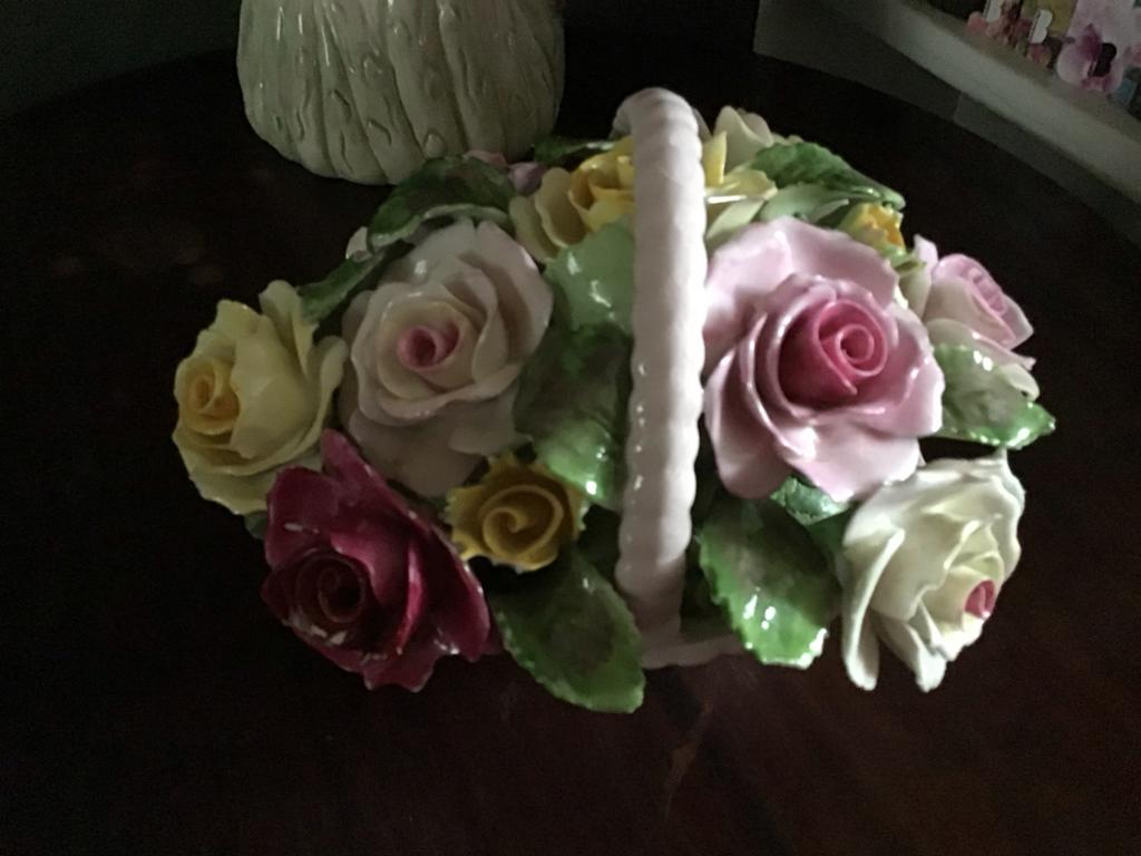 Adderley Floral Porseleinen Rozenmandje - Vintage, Antiek en Kunst, Ophalen of Verzenden