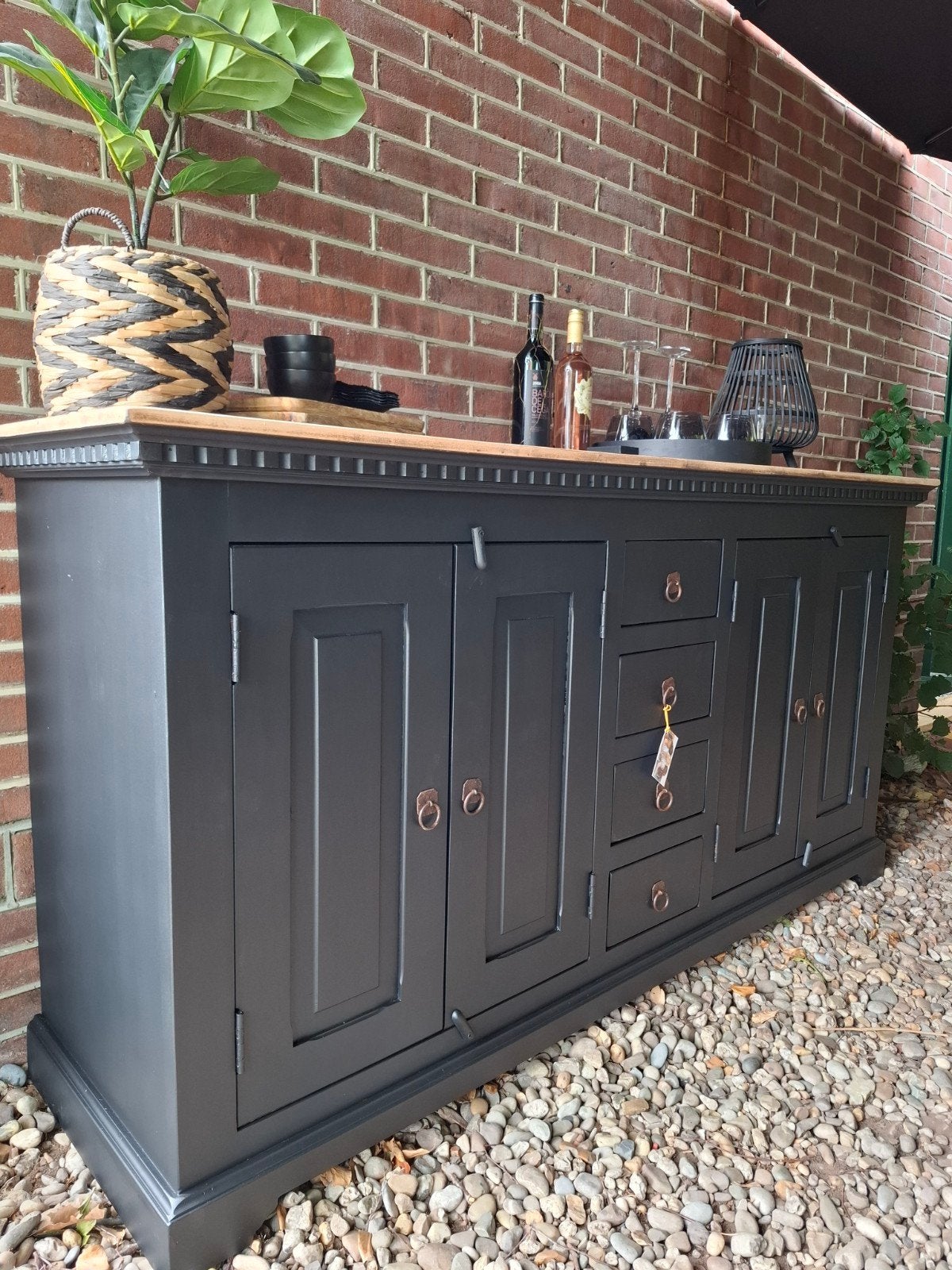 Mat zwart rustiek dressoir, Ophalen of Verzenden, Zo goed als nieuw