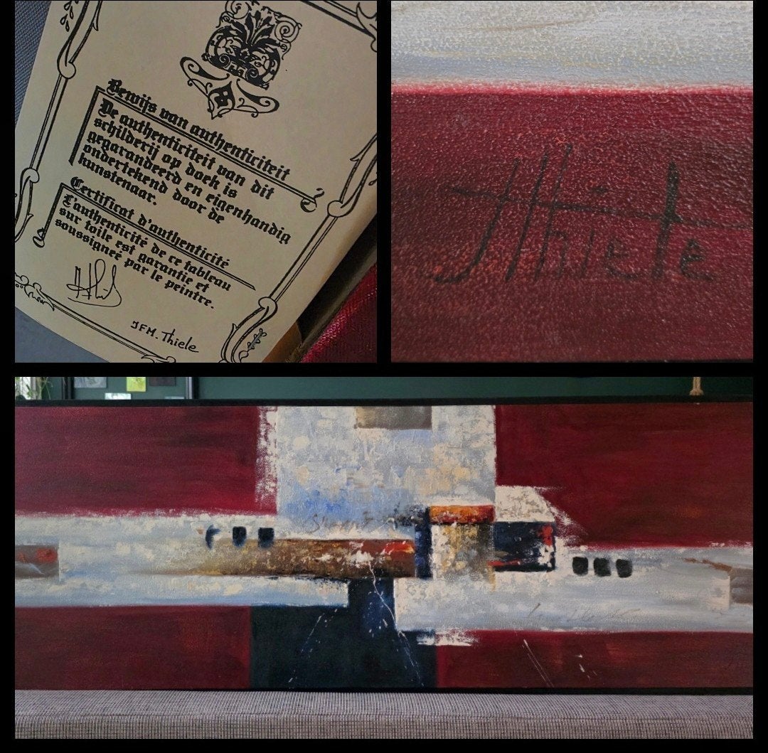 Groot handgeschilderd abstract schilderij met certificaat, Ophalen