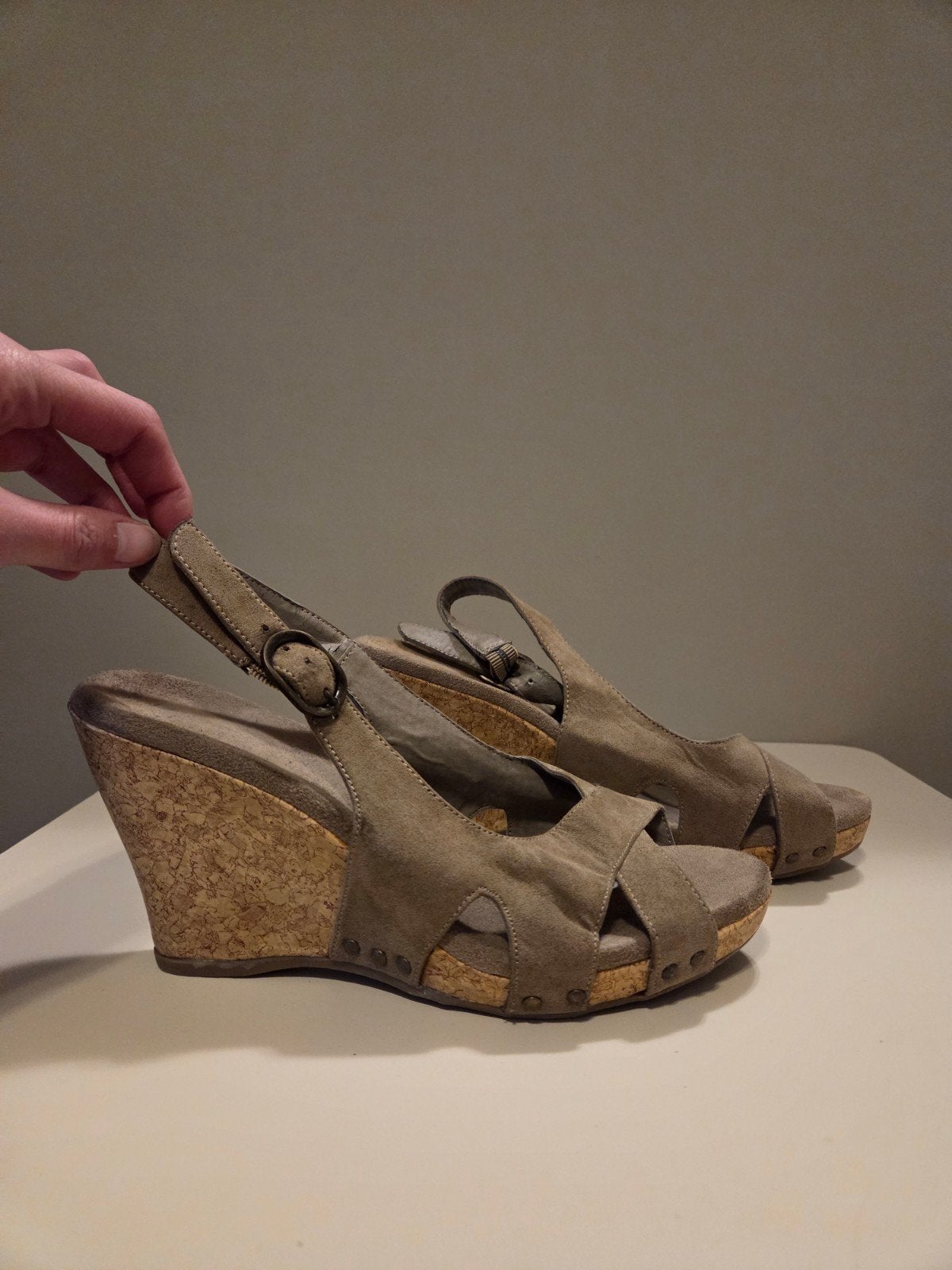 Sandalen met sleehak, Beige, Zo goed als nieuw, Graceland, Sandalen of Muiltjes