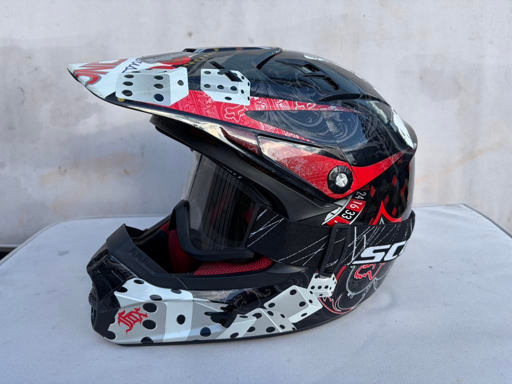 Fox V1 Double Down ltd ed. ZGAN! Maat M 57-58, Ophalen of Verzenden, Tweedehands, Offroadhelm, Overige merken