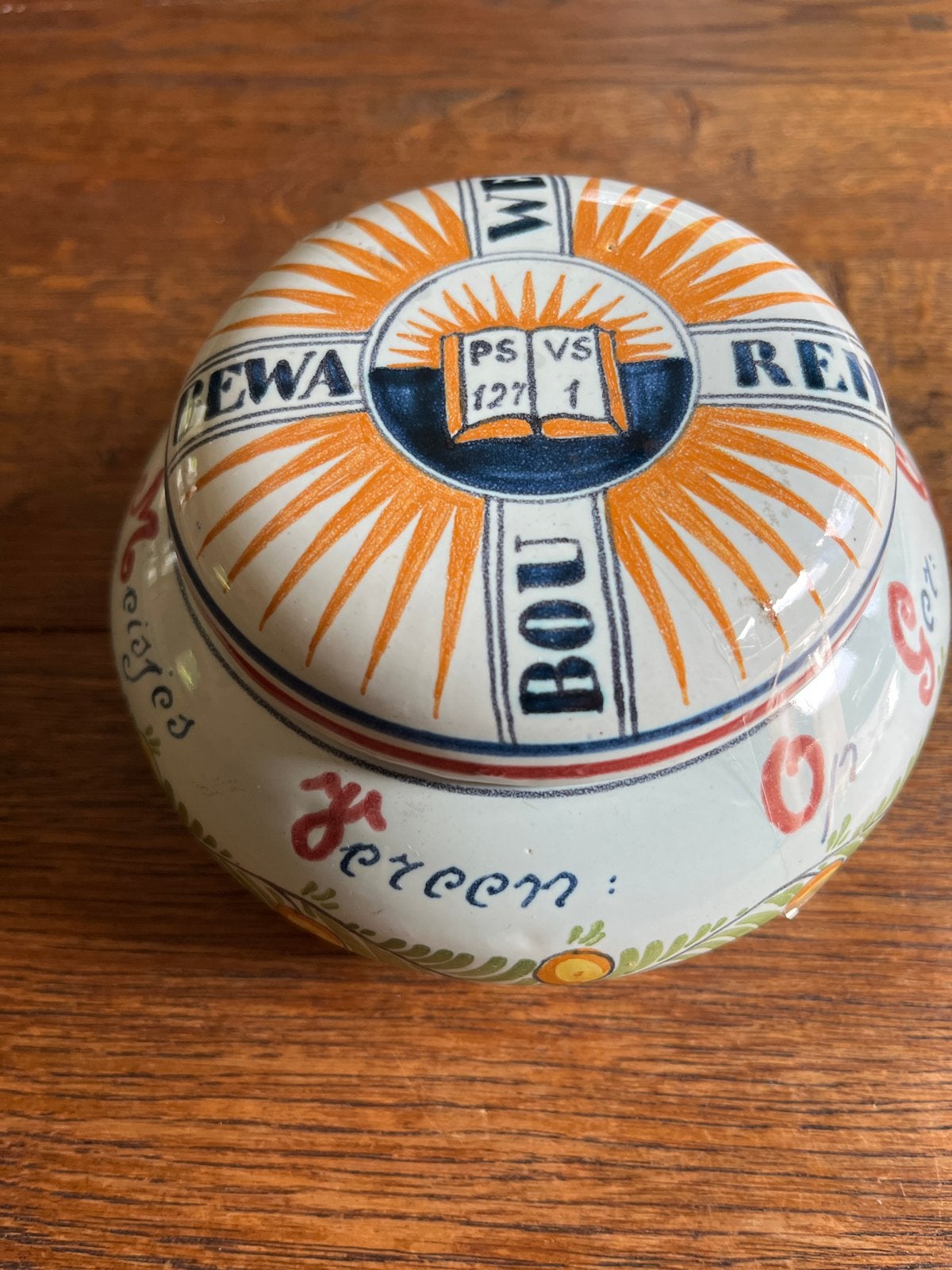 Antieke Aardewerk Koekjestrommel Delft, Ophalen of Verzenden