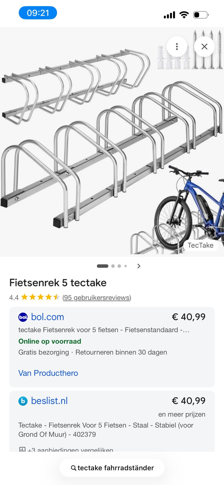 Tectake fietsenrek voor 5 fietsen - Nieuw in doos, Ophalen, Nieuw