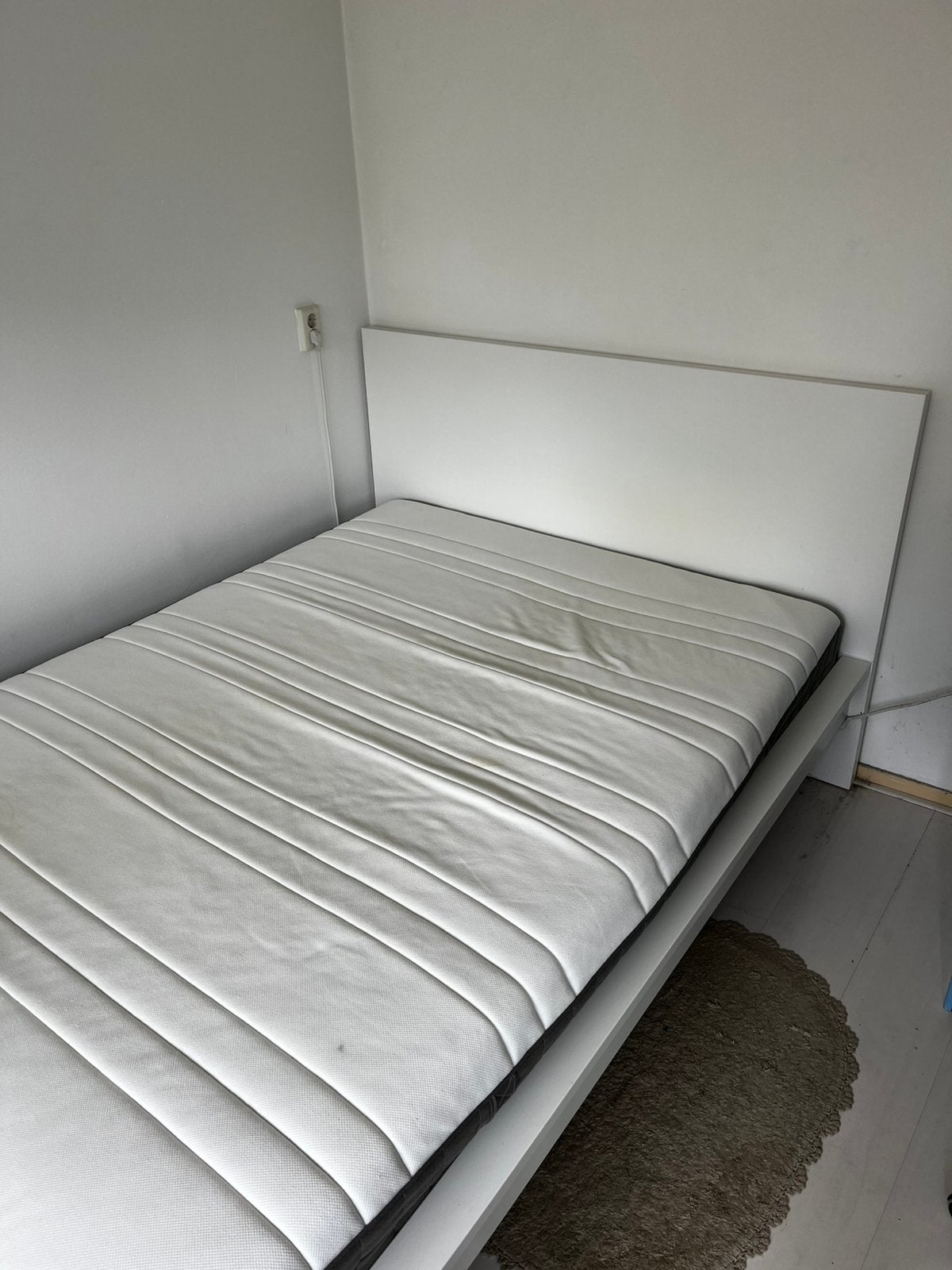 Ikea Malm bed met hövag matras, Ophalen, Gebruikt, Wit, Tweepersoons