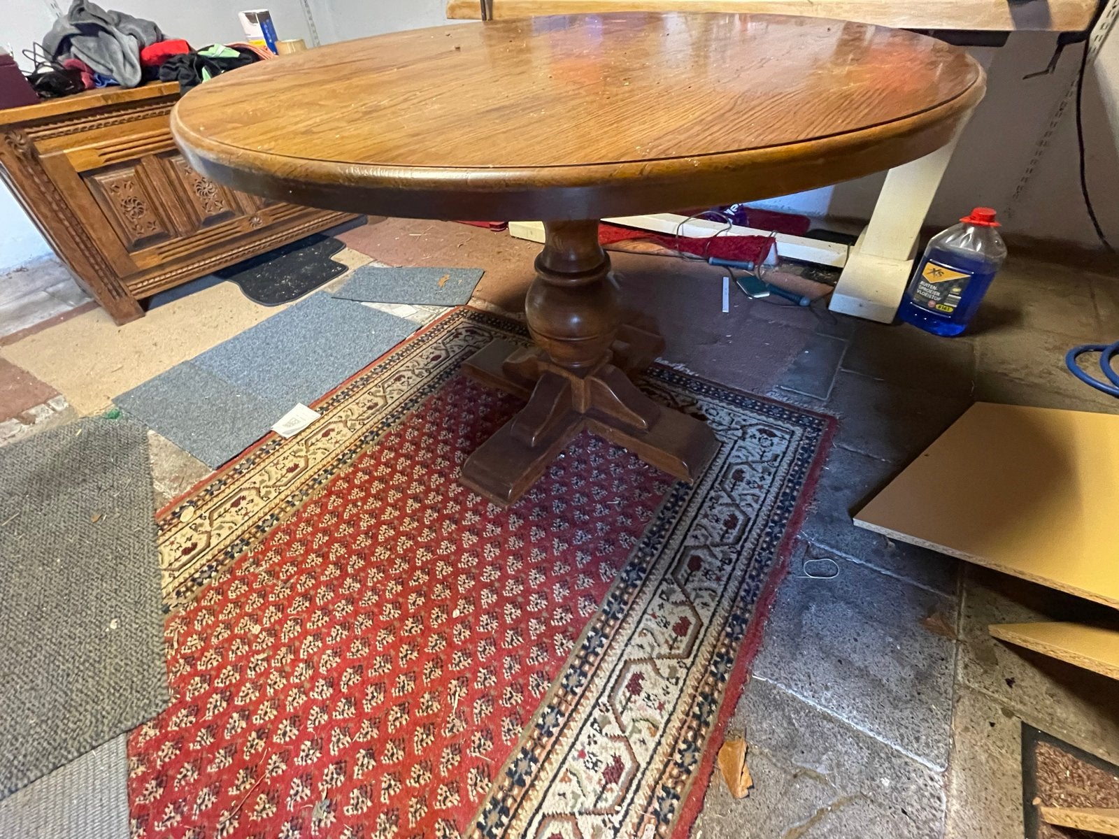Ronde eiken tafel, doorsnede 115cm, hoogte 76cm, Huis en Inrichting, Tafels | Eettafels, Ophalen, Gebruikt, 100 tot 150 cm, Vier personen