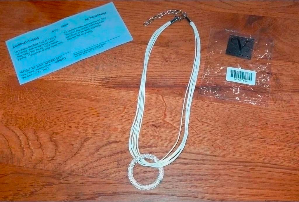 Mooie ketting van Victoria met kristal blanc hanger, Ophalen of Verzenden, Nieuw, Wit, Overige materialen