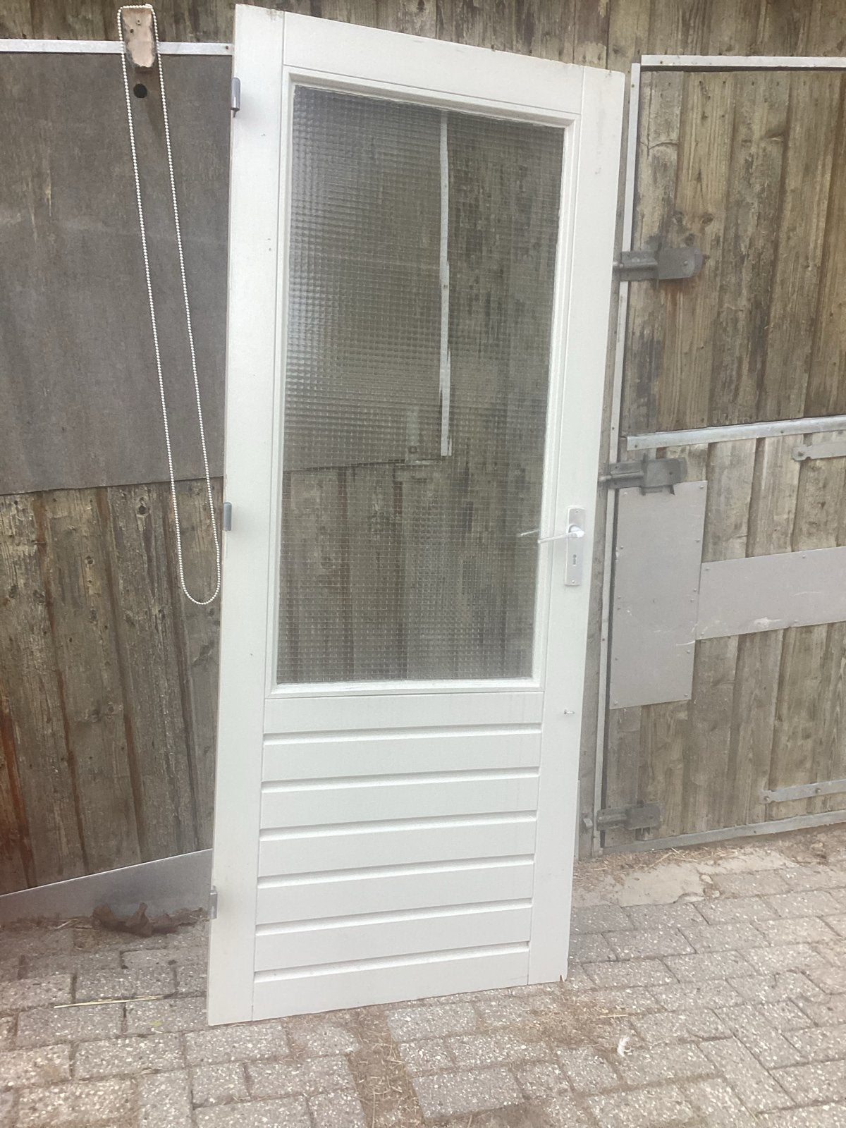 Hardhouten achterdeur staldeur met draadglas, Ophalen, Zo goed als nieuw, Hout, Overige typen