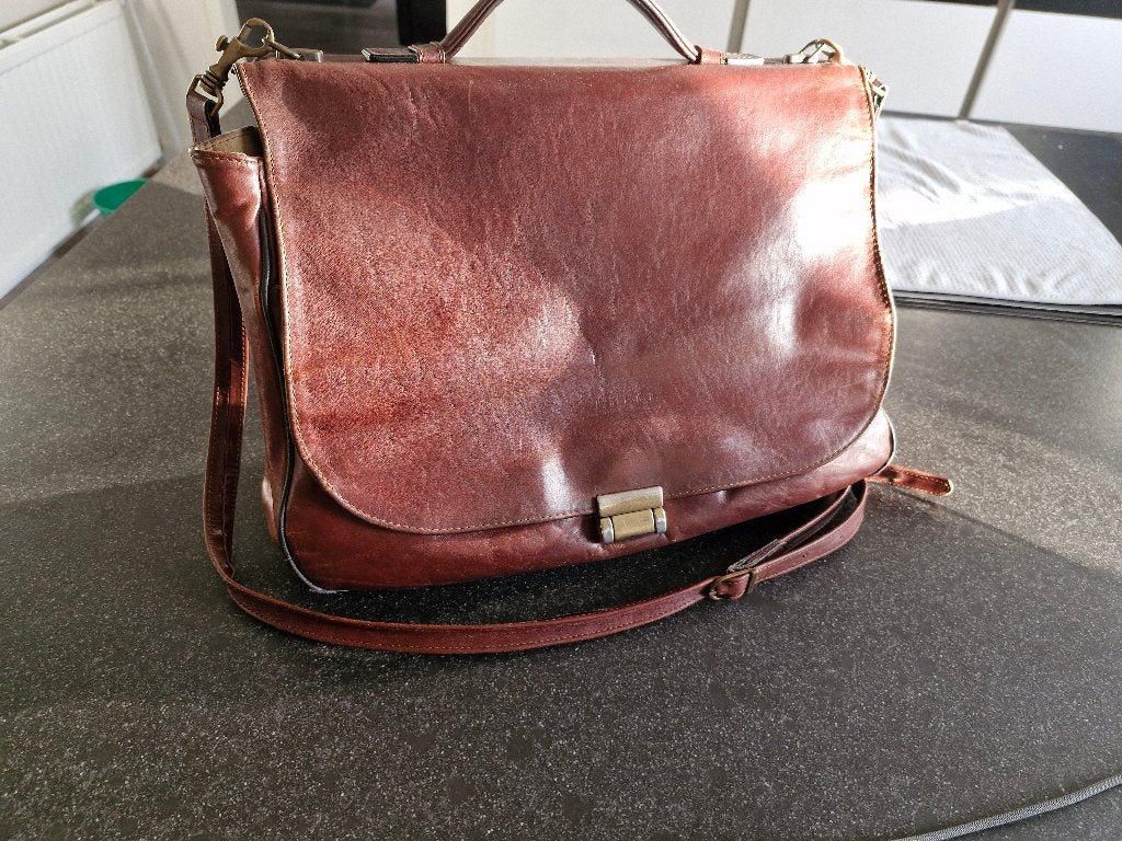 laptoptas, Computers en Software, Gebruikt, Bruin, Handvat, 17 inch of meer