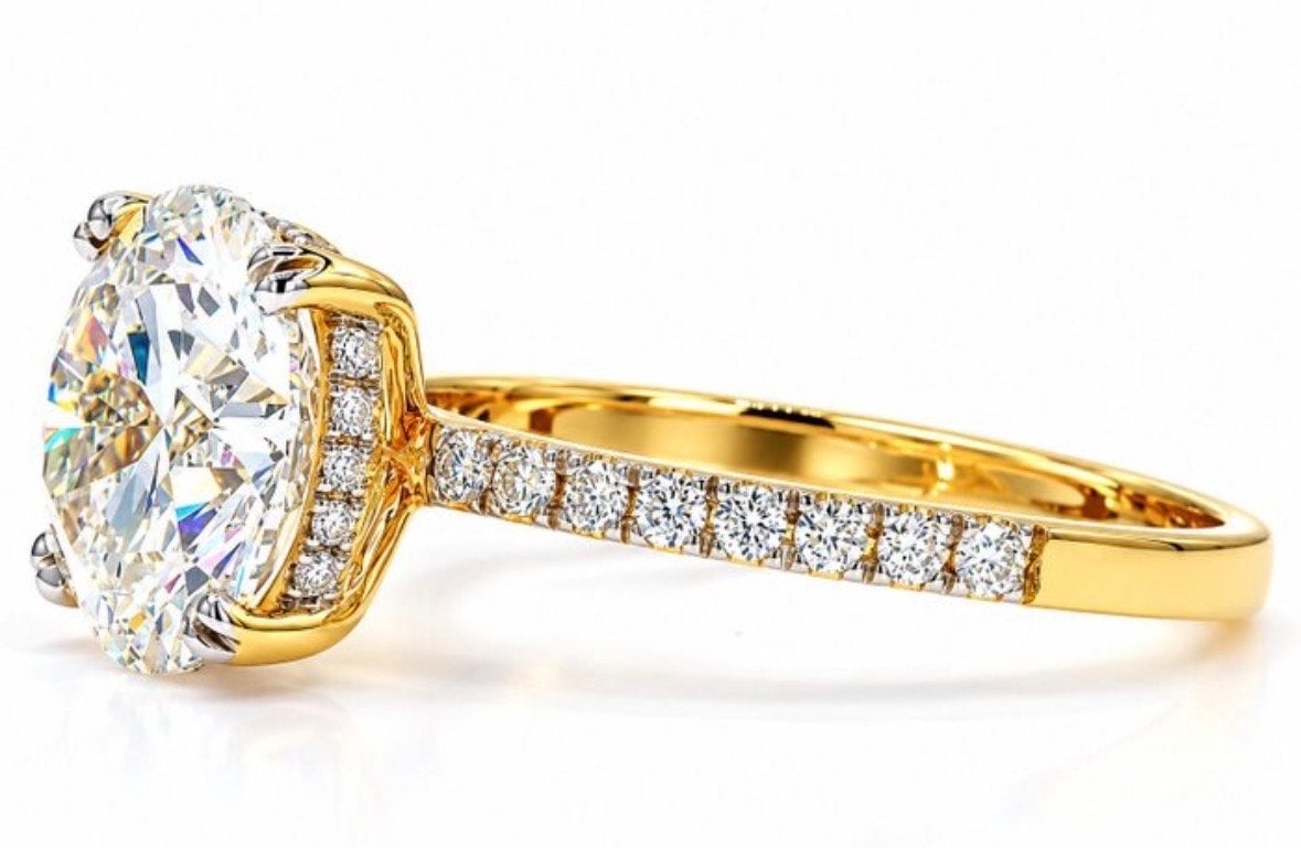 Nieuwe 18K Gouden Ring 4,01 ct Lab-Grown E/VVS2 -IGI, Nieuw, Ophalen of Verzenden, 17 tot 18, Met edelsteen