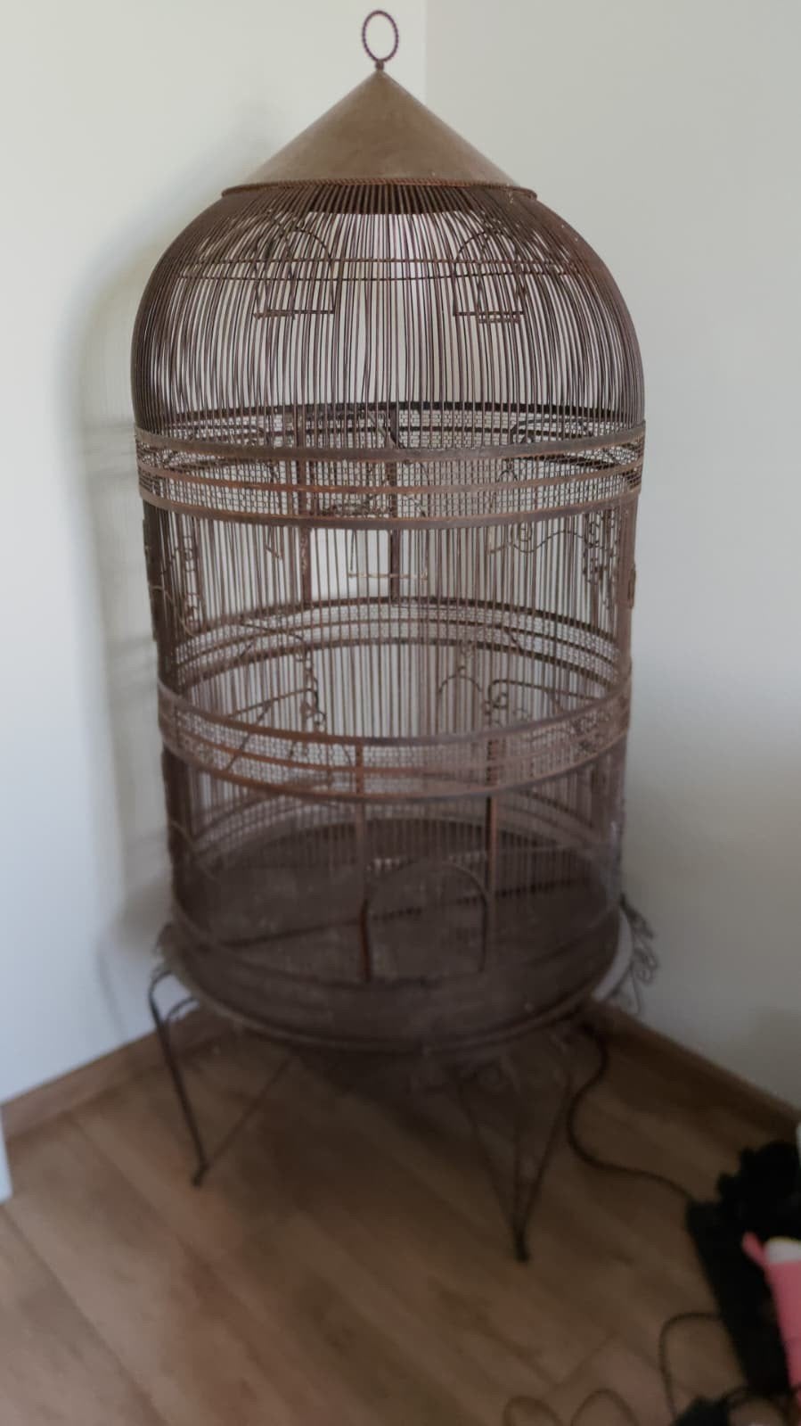 Ronde vogelkooi ijzer c.a 90cm diameter, c.a 190cm hoog, Ophalen, Gebruikt, Metaal, Vogelkooi