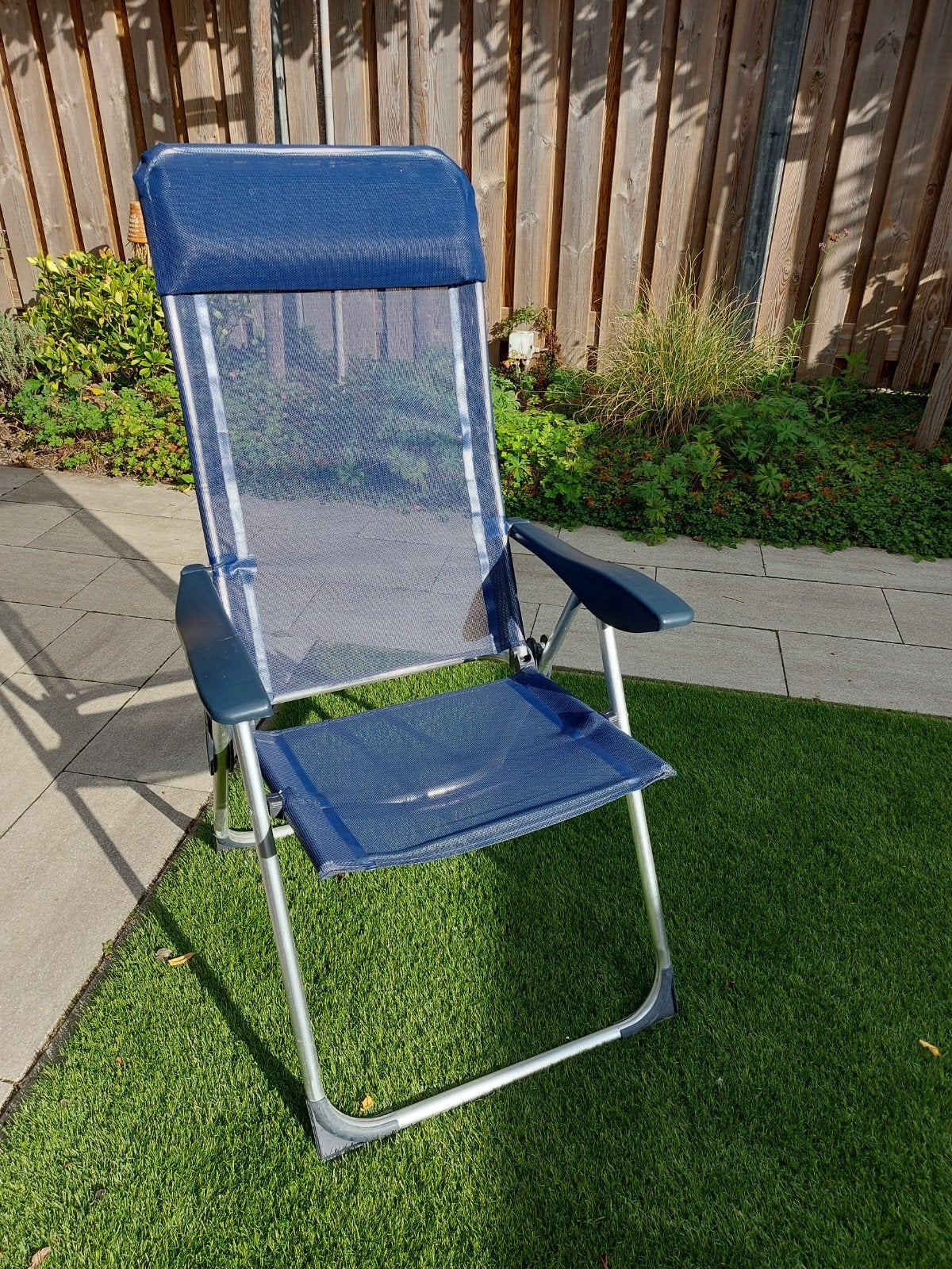 Tuinstoel blauw., Tuin en Terras, Tuinstoelen, Ophalen, Gebruikt, Kunststof