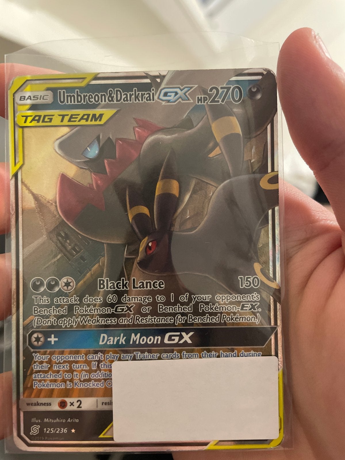 Umbreon & Darkrai GX TAG TEAM 125/236 Pokemon kaart, Ophalen of Verzenden, Gebruikt, Losse kaart