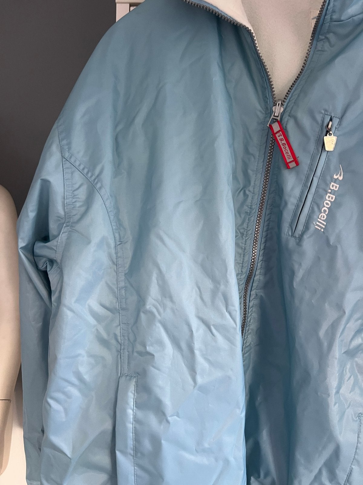B. Bocelli jas maat L, lichtblauw met fleece voering, Ophalen of Verzenden, Zo goed als nieuw, Maat 42/44 (L), Blauw