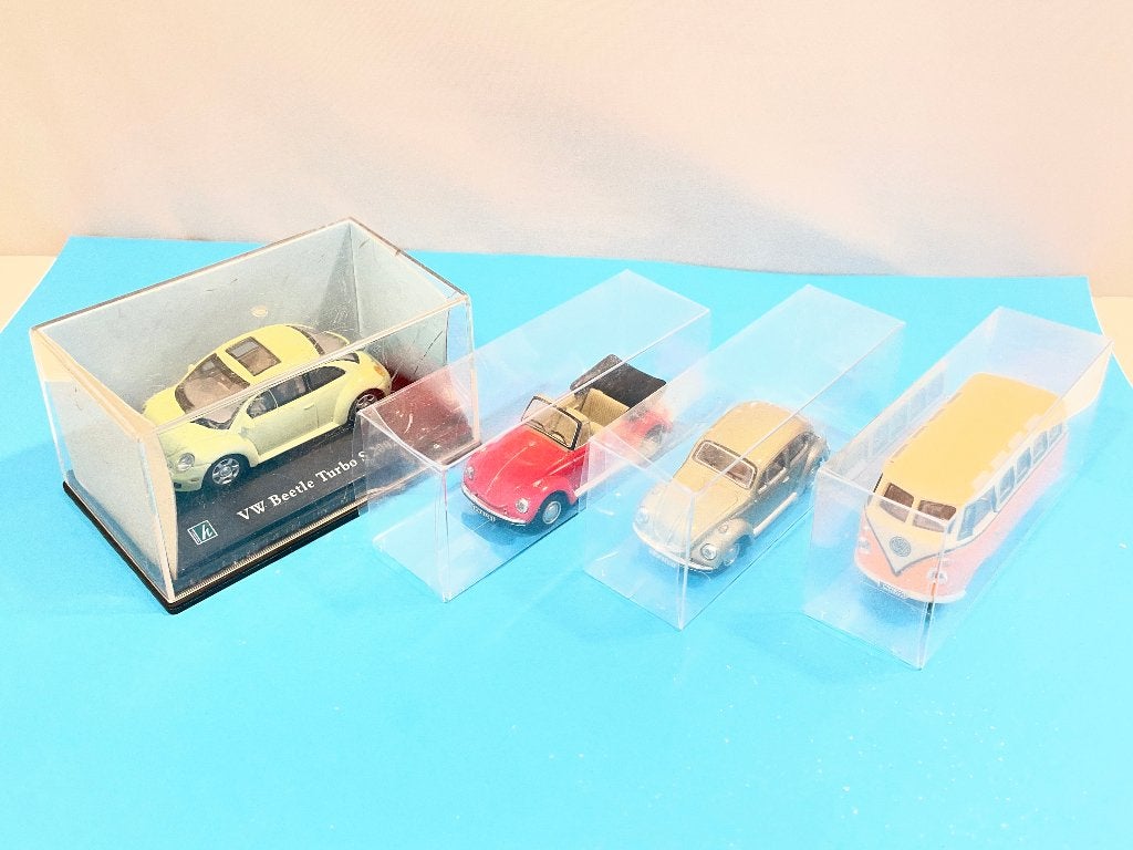 4 Metalen modelauto's VW (schaal 1:72), Overige merken, Gebruikt, Gelijkstroom of Wisselstroom, Overige typen