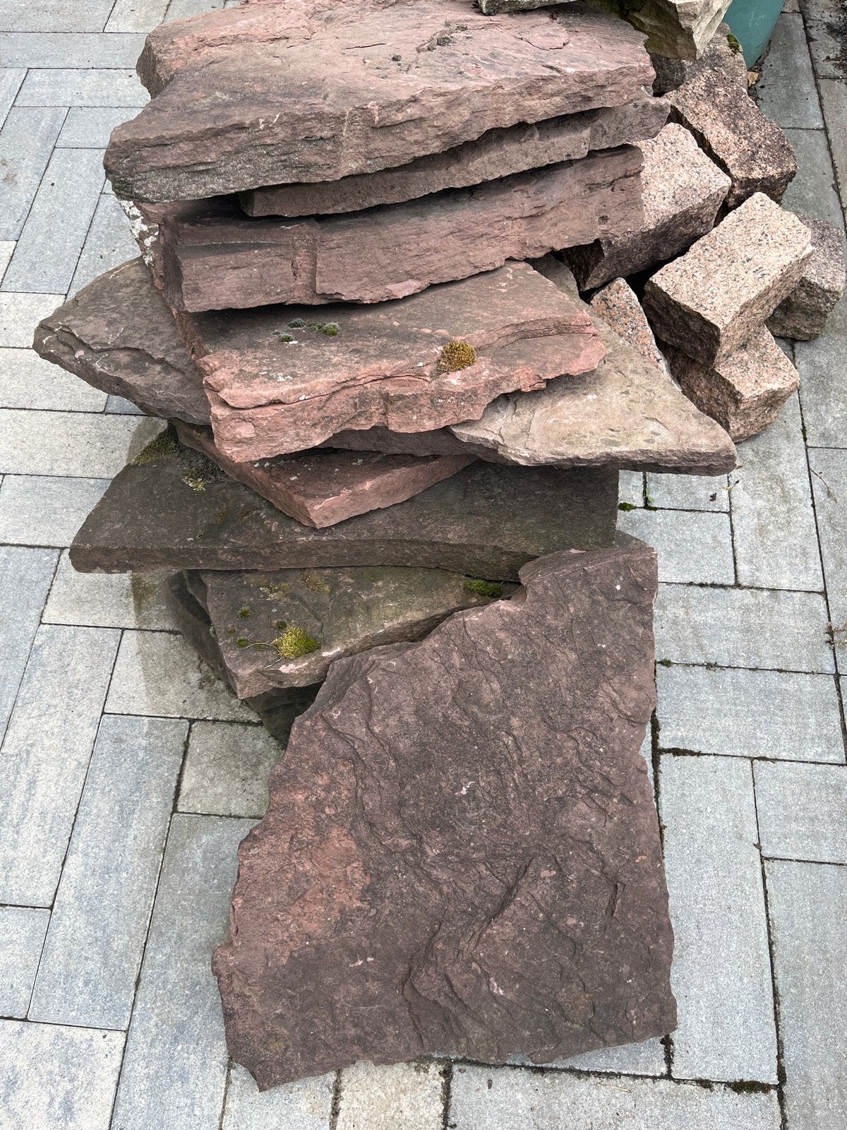 11 x Leisteen roze platen, Ophalen, Gebruikt, Overige materialen, Overige typen