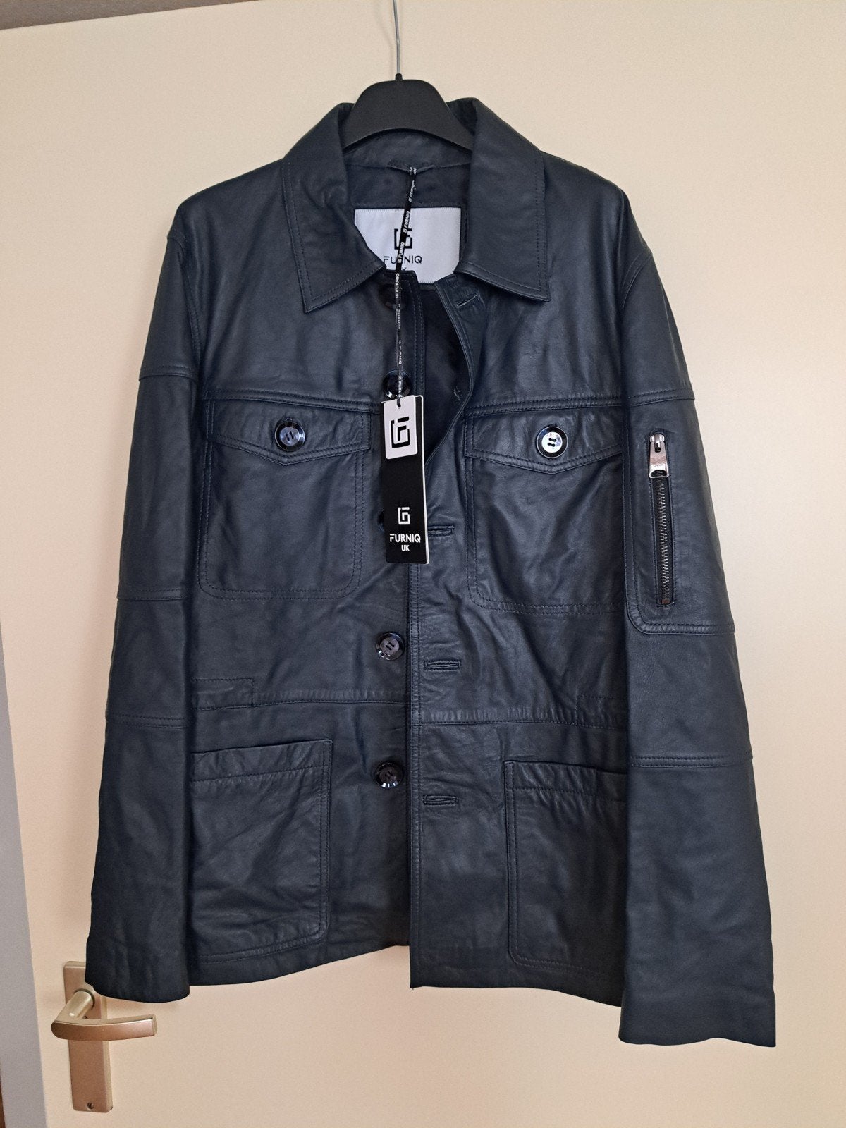 Furniq Leren Jas E260 Nappa Navy Maat L - Nieuw met labels, Maat 52/54 (L), Blauw, Nieuw, Ophalen of Verzenden