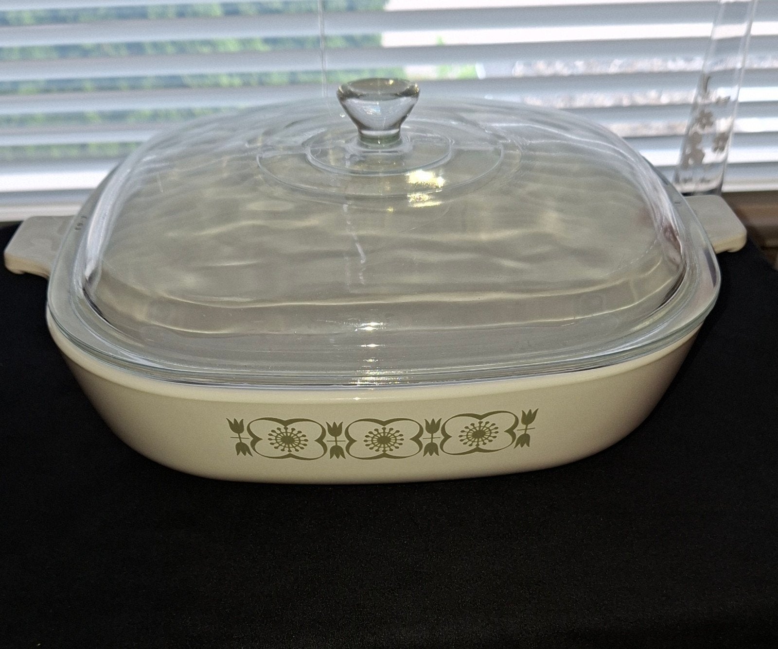 Pyroflam Vintage Braadpan "Floral Bouquet" met deksel, Huis en Inrichting, Ophalen of Verzenden, Glas