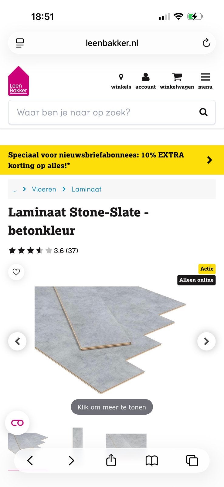 Laminaat betonkleur met plakplinten 100m2 nieuw, 30 cm of meer, 50 tot 150 cm, Nieuw, Ophalen of Verzenden