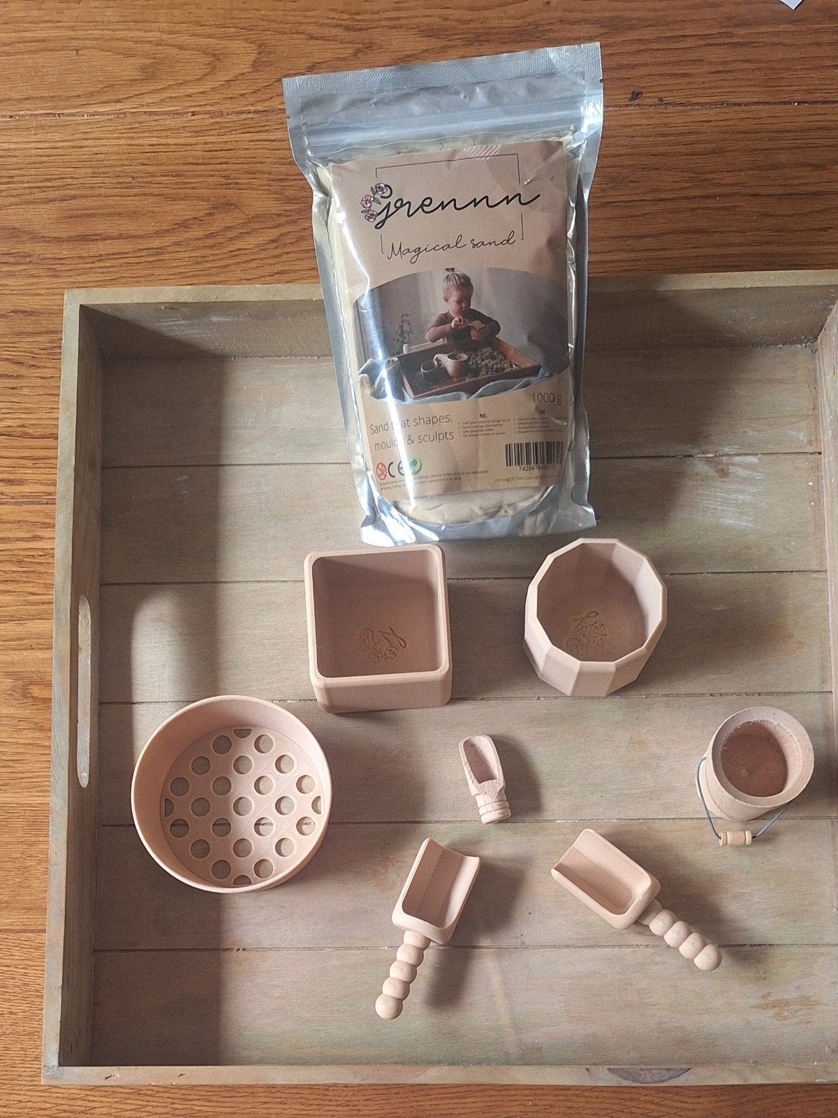 Grennn Magical Sand met houten speelgoed, Ophalen, Zo goed als nieuw