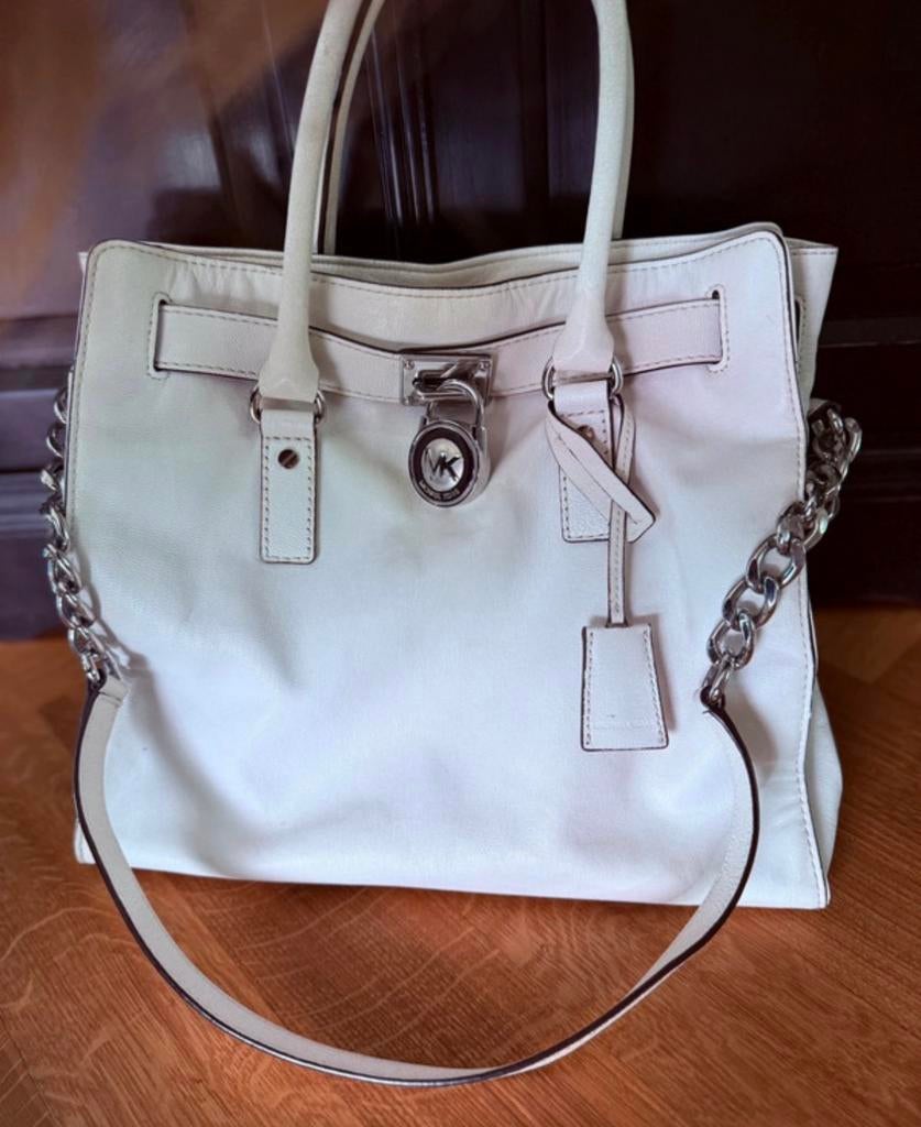 Michael Kors wiite leren totebag tas model Hamilton, Ophalen of Verzenden, Gebruikt, Wit, Shopper