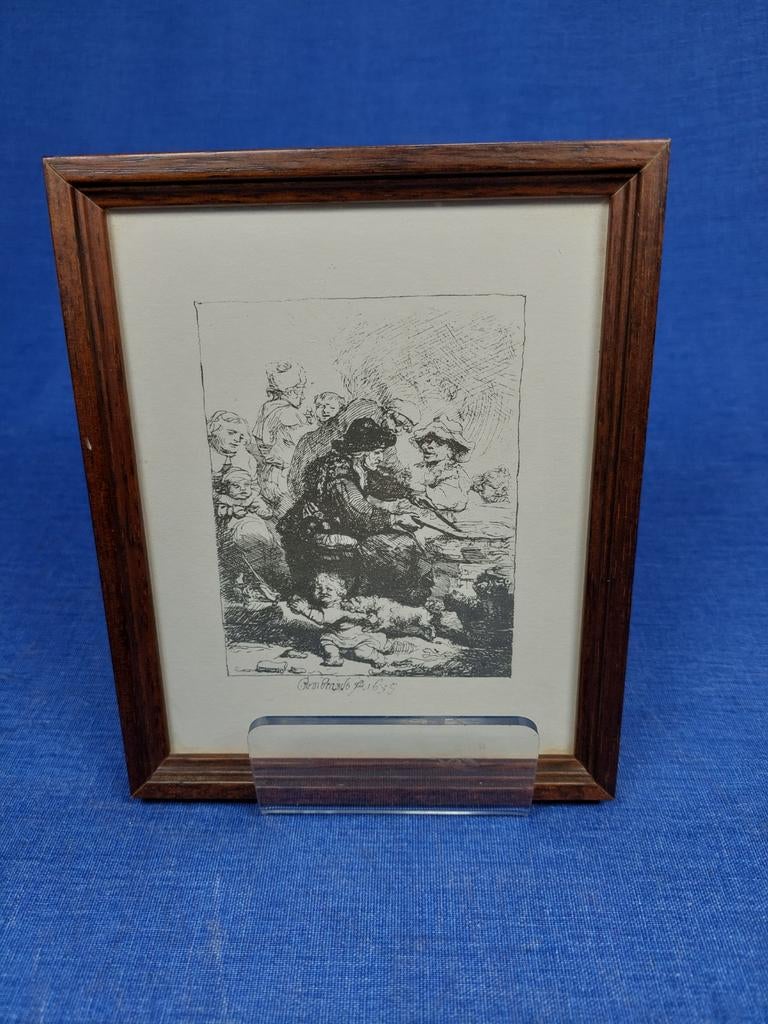 Ingelijste ets, gesigneerd Rembrandt f. 1635, Ophalen of Verzenden