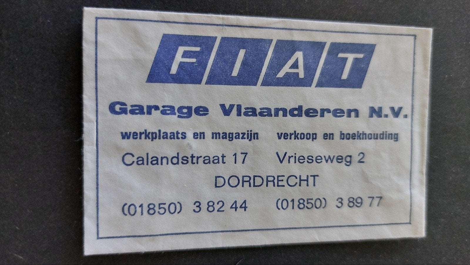 Dordrecht, Fiat Garage Vlaanderen n.v., Verzenden, Nederland
