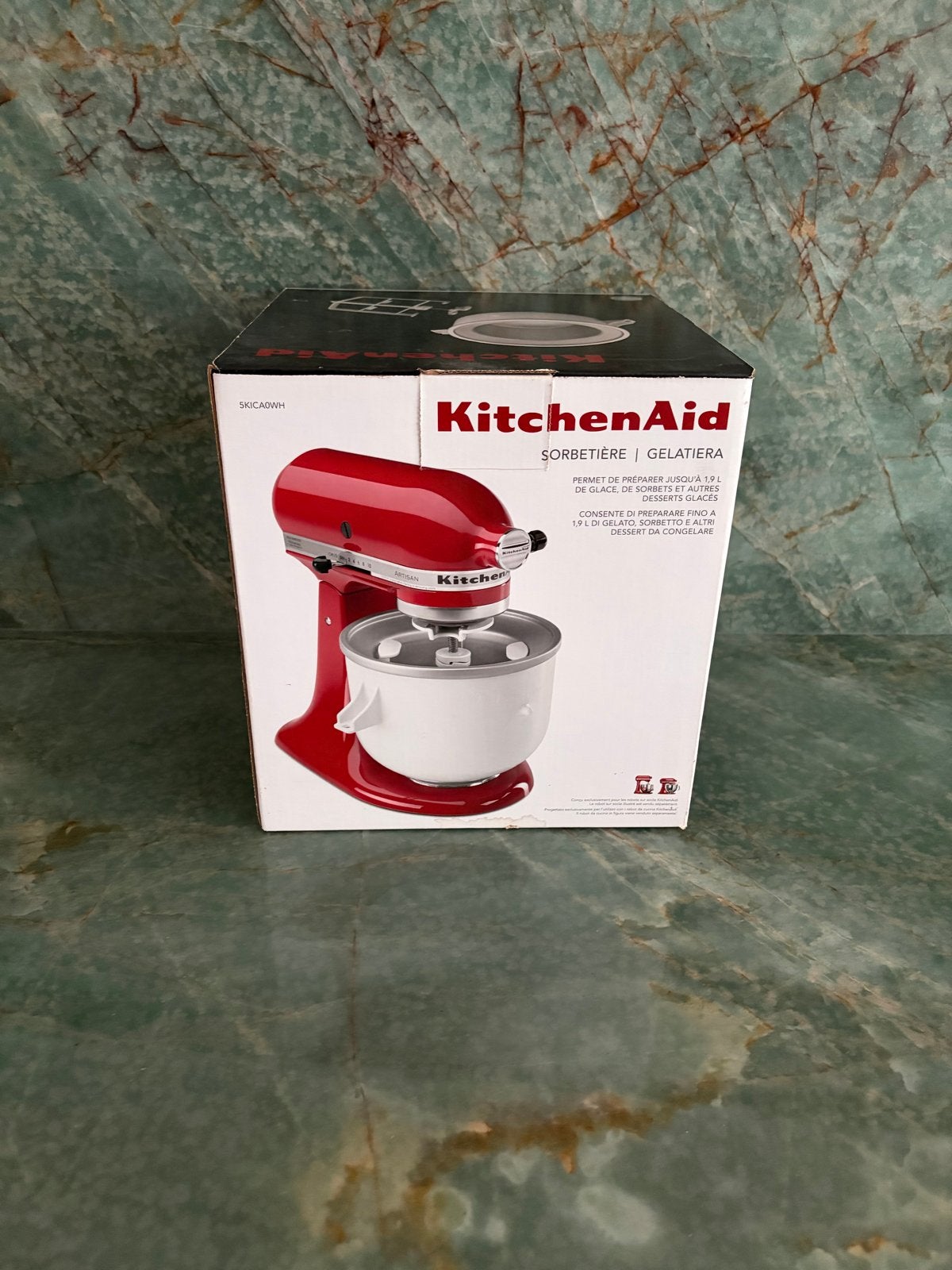 Kitchenaid Gelatiera 5KICA0WH Roomijsmaker - Als nieuw, 1 tot 2 liter, Ophalen of Verzenden, Zo goed als nieuw, 3 snelheden of meer