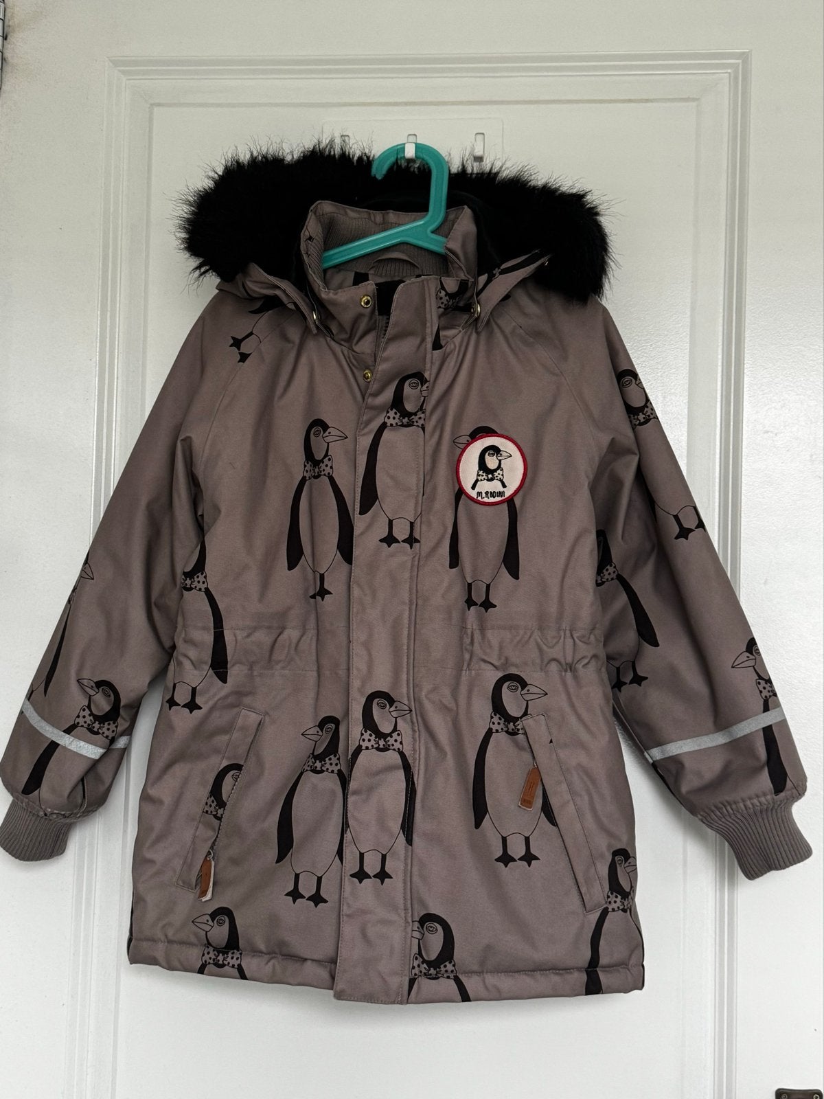 Mini Rodini K2 Parka Pinguïn Print - Maat 128/134, Ophalen of Verzenden, Zo goed als nieuw, Jongen of Meisje