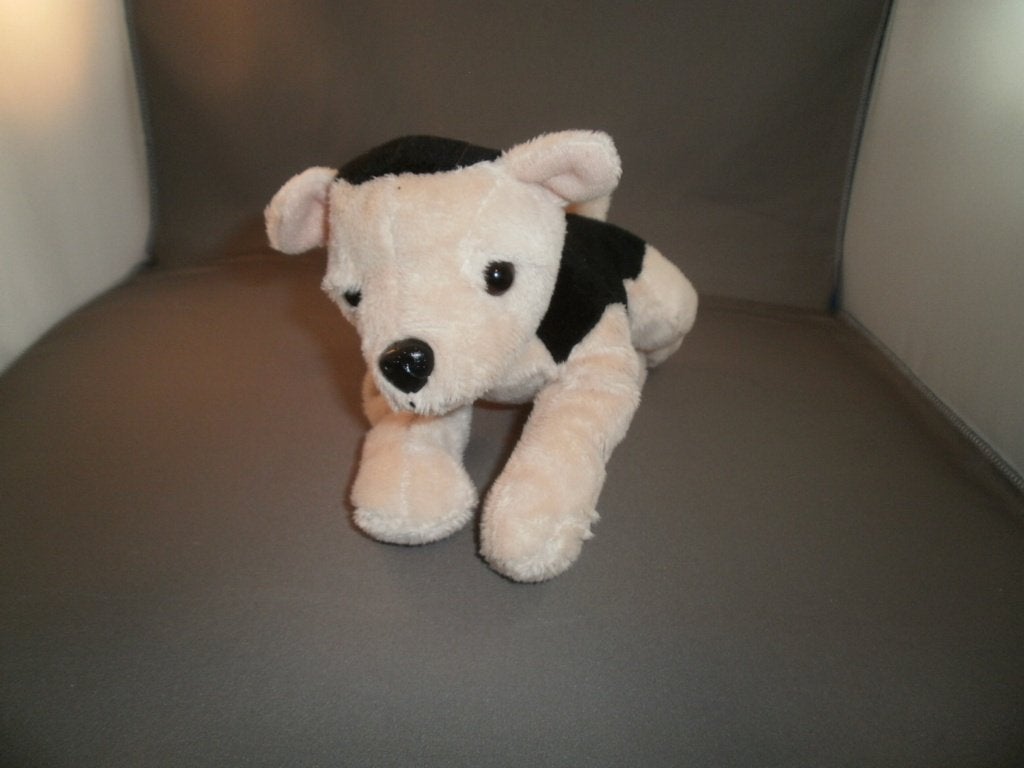 Evora hond puppy crème zwart 19 cm velours korrels in lijf, Meerkleurig, Klein (minder dan 20 cm), Wasbaar, Nieuw