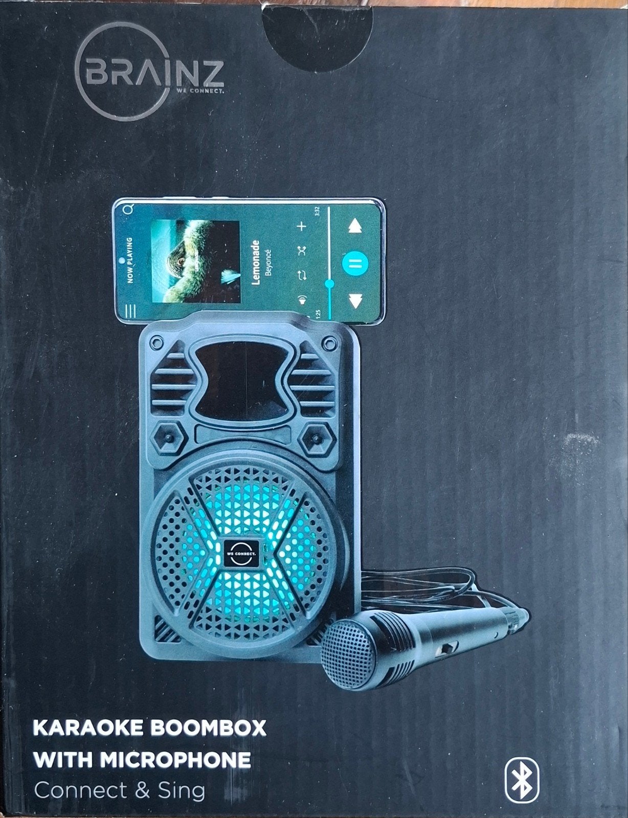 Brainz Karaoke Boombox met Microfoon - Connect & Sing, Ophalen of Verzenden, Zo goed als nieuw, Complete set