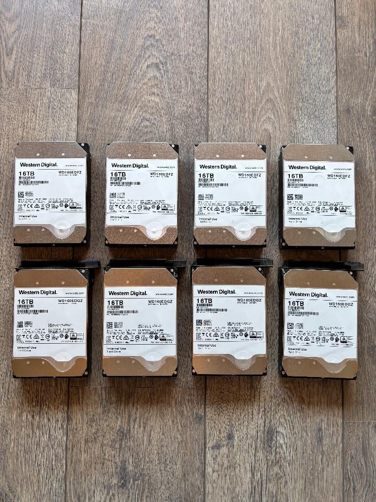 8x 16TB Western Digital, Computers en Software, Harde schijven, Intern, Gebruikt, 16TB, Desktop
