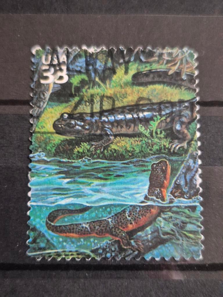 USA 33 cent postzegel met salamanders, Ophalen of Verzenden