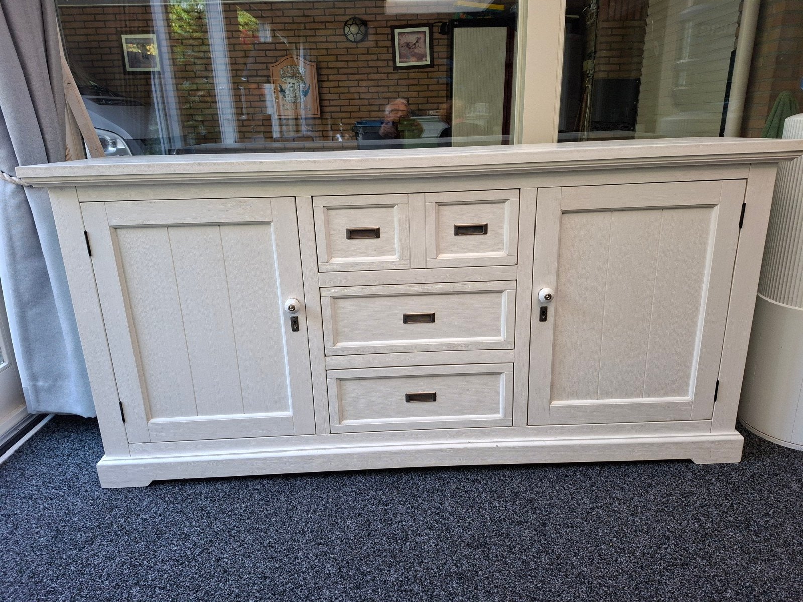 witte dressoir   met 2 deuren en 3 lades, Huis en Inrichting, Ophalen, 25 tot 50 cm, 150 tot 200 cm