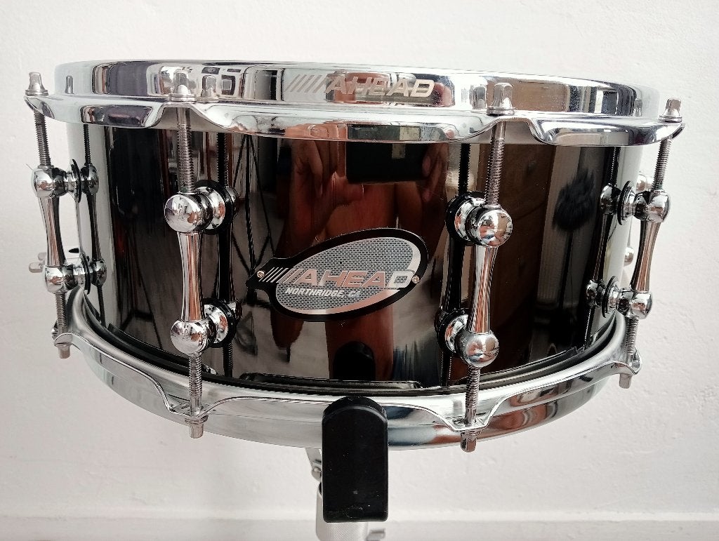 AHEAD 14 X 06 SNAREDRUM BLACK OVER BRASS, Ophalen of Verzenden, Gebruikt, Overige merken