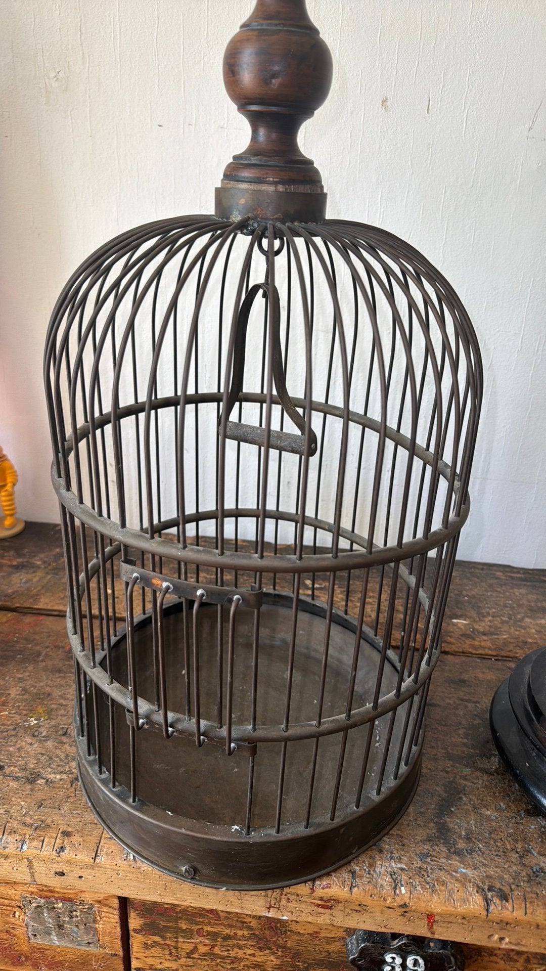 Leuke oude/ antieke koperen vogelkooi zie foto's voor staat, Antiek en Kunst, Ophalen of Verzenden
