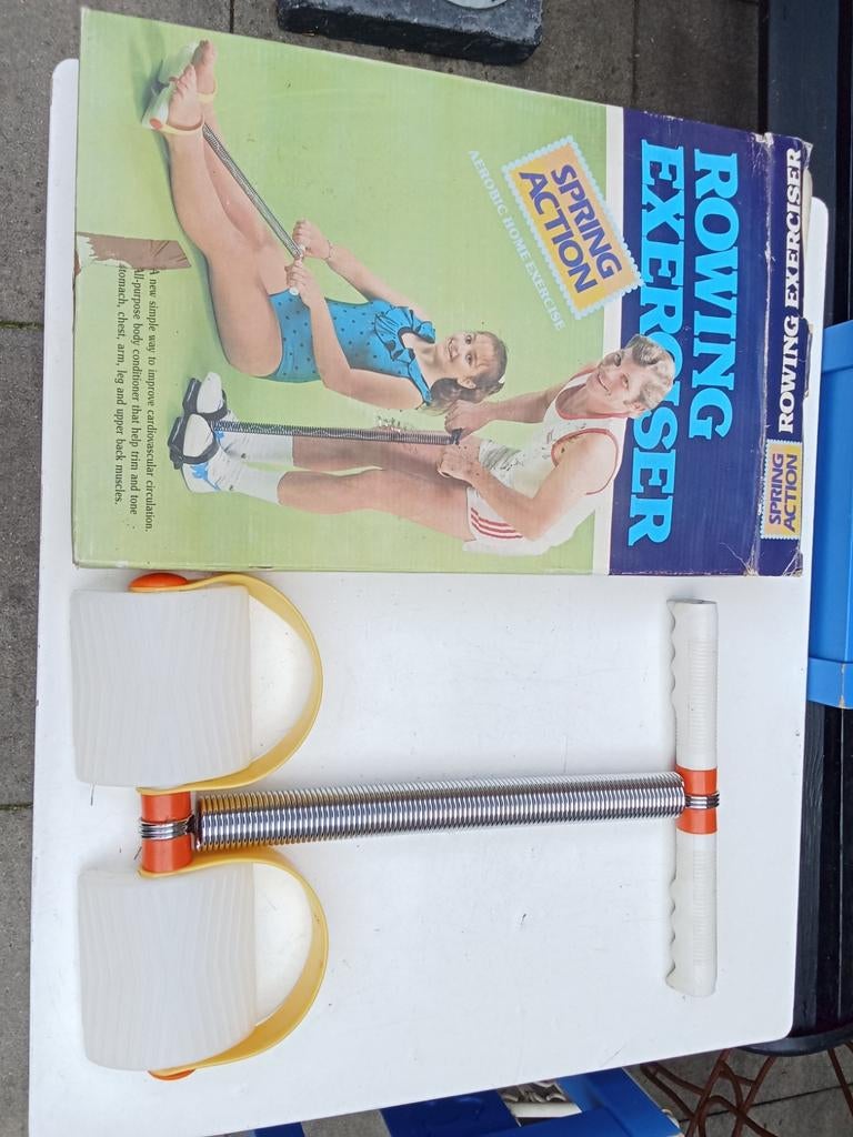 Vintage Spring Action Roeitrainer / Rowing Exerciser, Sport en Fitness, Ophalen of Verzenden, Gebruikt, Benen, Overige typen