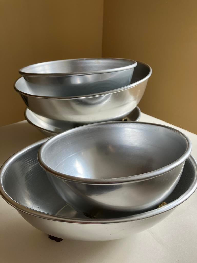 5 st. Aluminium schalen met bronskl. pootjes, Huis en Inrichting, Ophalen of Verzenden, Nieuw