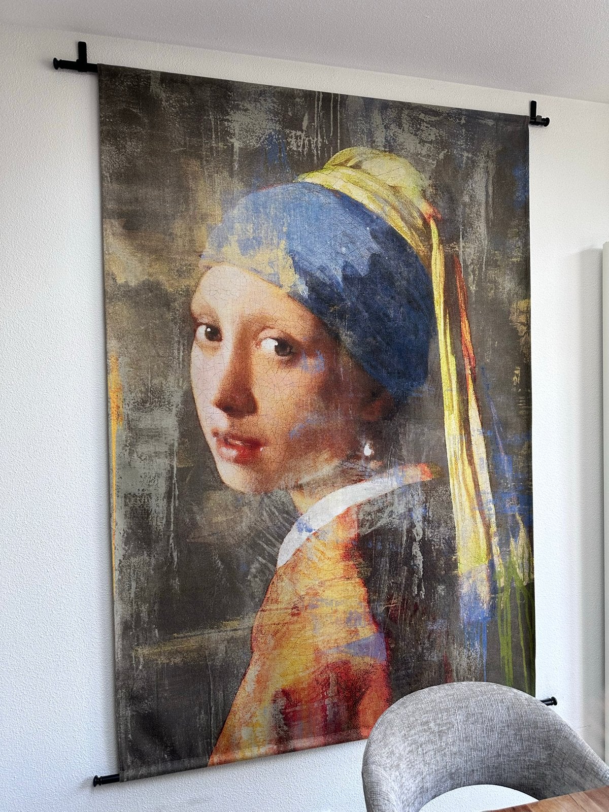 Wandtapijt/Wandkleed  Meisje met de Parel - Johannes Vermeer, Print, Portret, Textiel, Ophalen