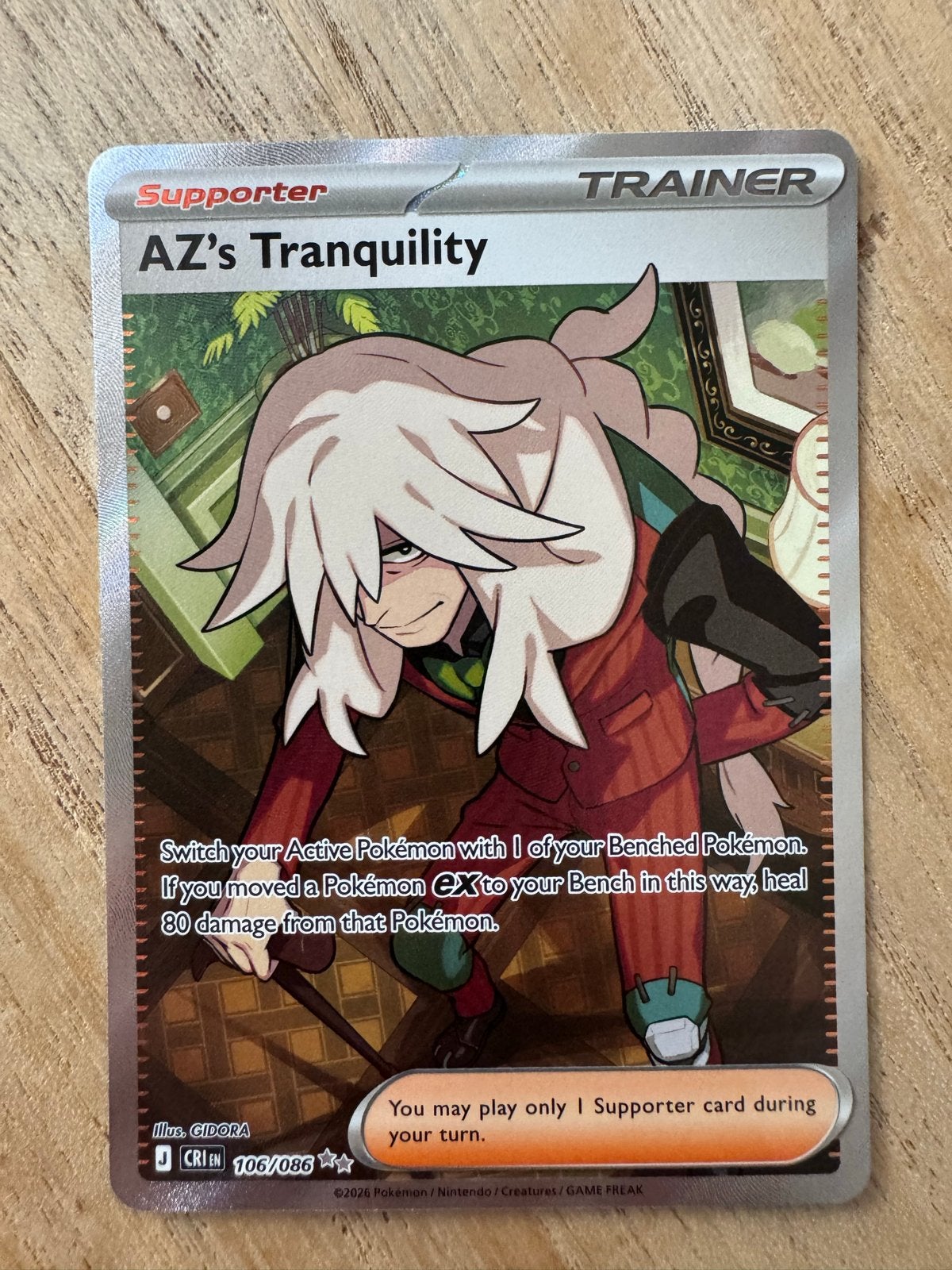 Pokémon AZ's Tranquility 106/086 Trainer Kaart, Ophalen of Verzenden, Zo goed als nieuw, Losse kaart, Foil