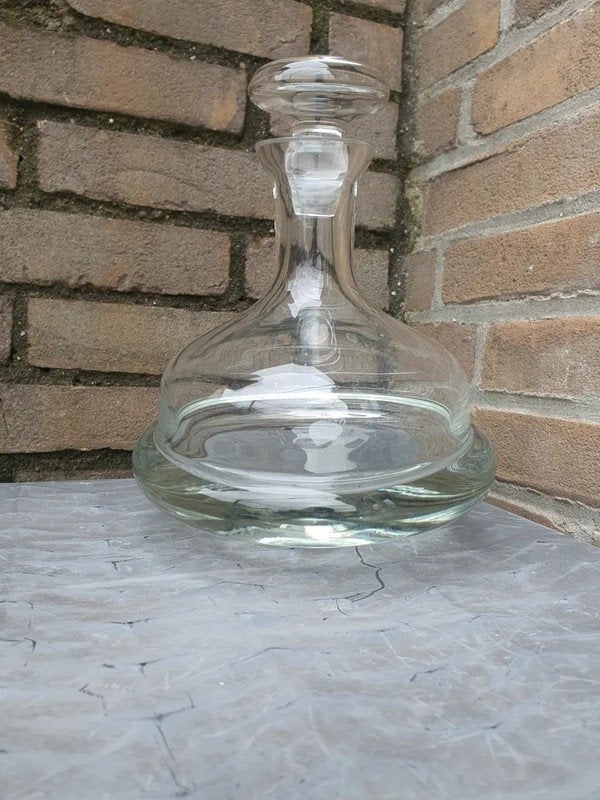 Vintage glazen tuimel karaf met stop roly poly, Antiek en Kunst, Ophalen of Verzenden