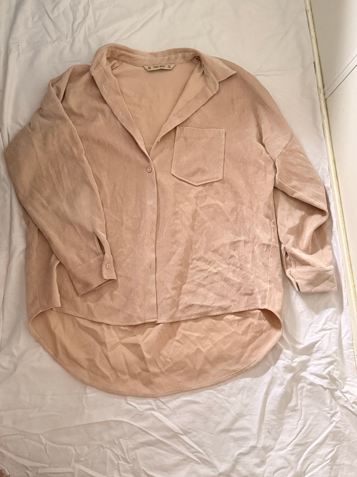 Zara Basic Beige Corduroy Blouse - Maat M, Ophalen of Verzenden, Zo goed als nieuw, Maat 38/40 (M), Beige