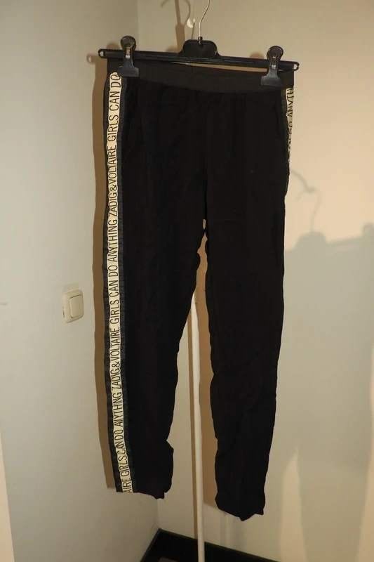 Zadig & Voltaire zwarte broek merk band zijkanten mt XS, Zadig & Voltaire, Verzenden, Zwart, Zo goed als nieuw