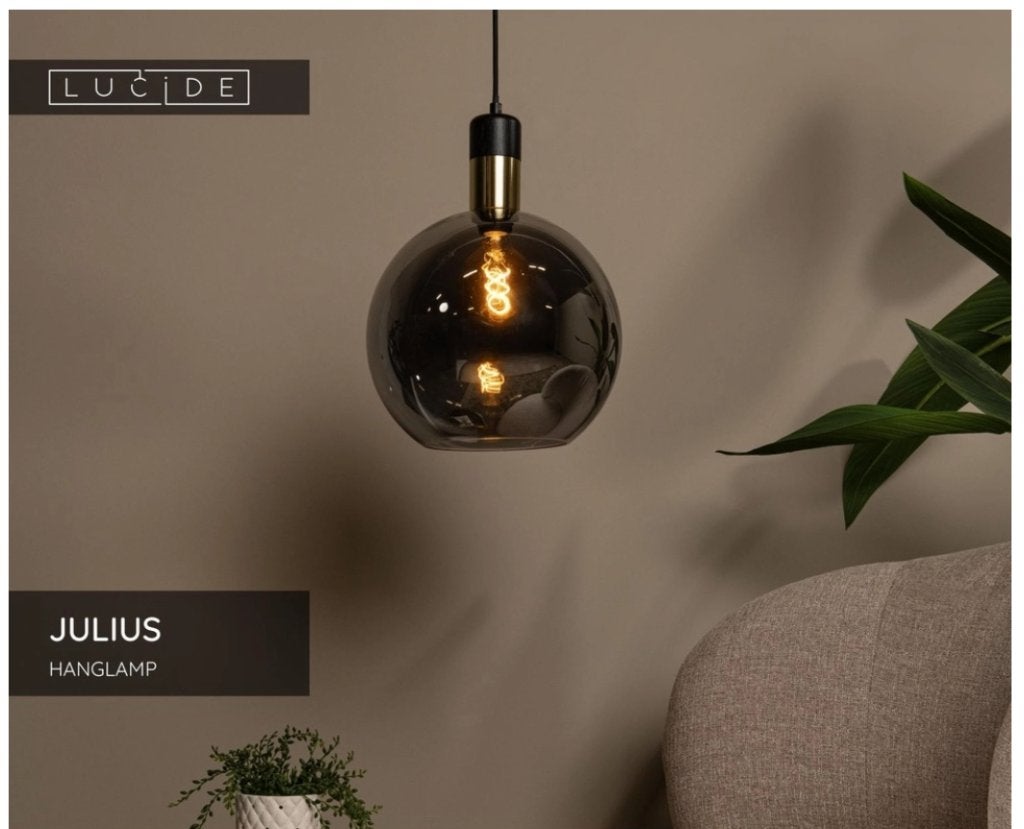 Hanglamp Lucide Julius 40cm, Ophalen, Zo goed als nieuw, Glas, E27 (groot)