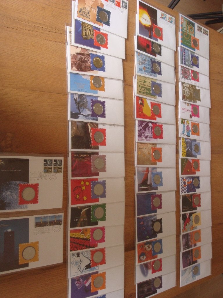 Complete set ECU brieven met postzegels en ECU's 1 - 42, Postzegels en Munten, Munten | Nederland, Ophalen of Verzenden, Koningin Juliana