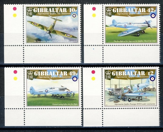 Gibraltar 1443/46 vliegtuigen 2011 postfris, Ophalen of Verzenden, Postfris